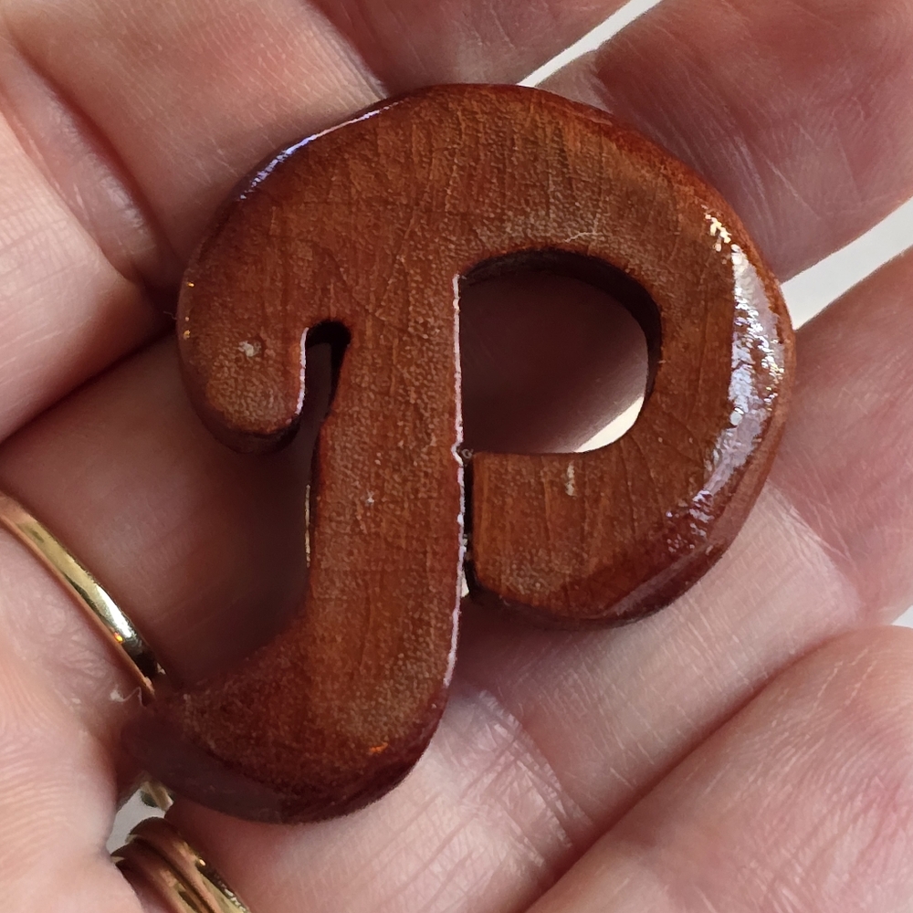 Vintage Letter P Brooch Pin Cursive Script Alphab… - image 3